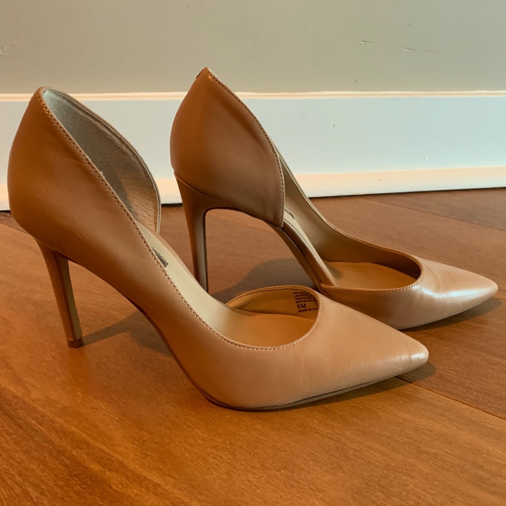 INC Nude Leather Pumps